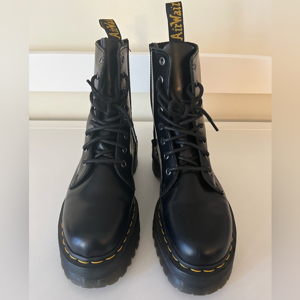 Dr. Martens “Jadon” Smooth Leather Platform Boots - Black